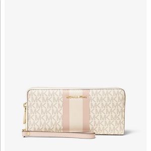 MICHAEL KORS Logo Stripe Continental Wristlet
